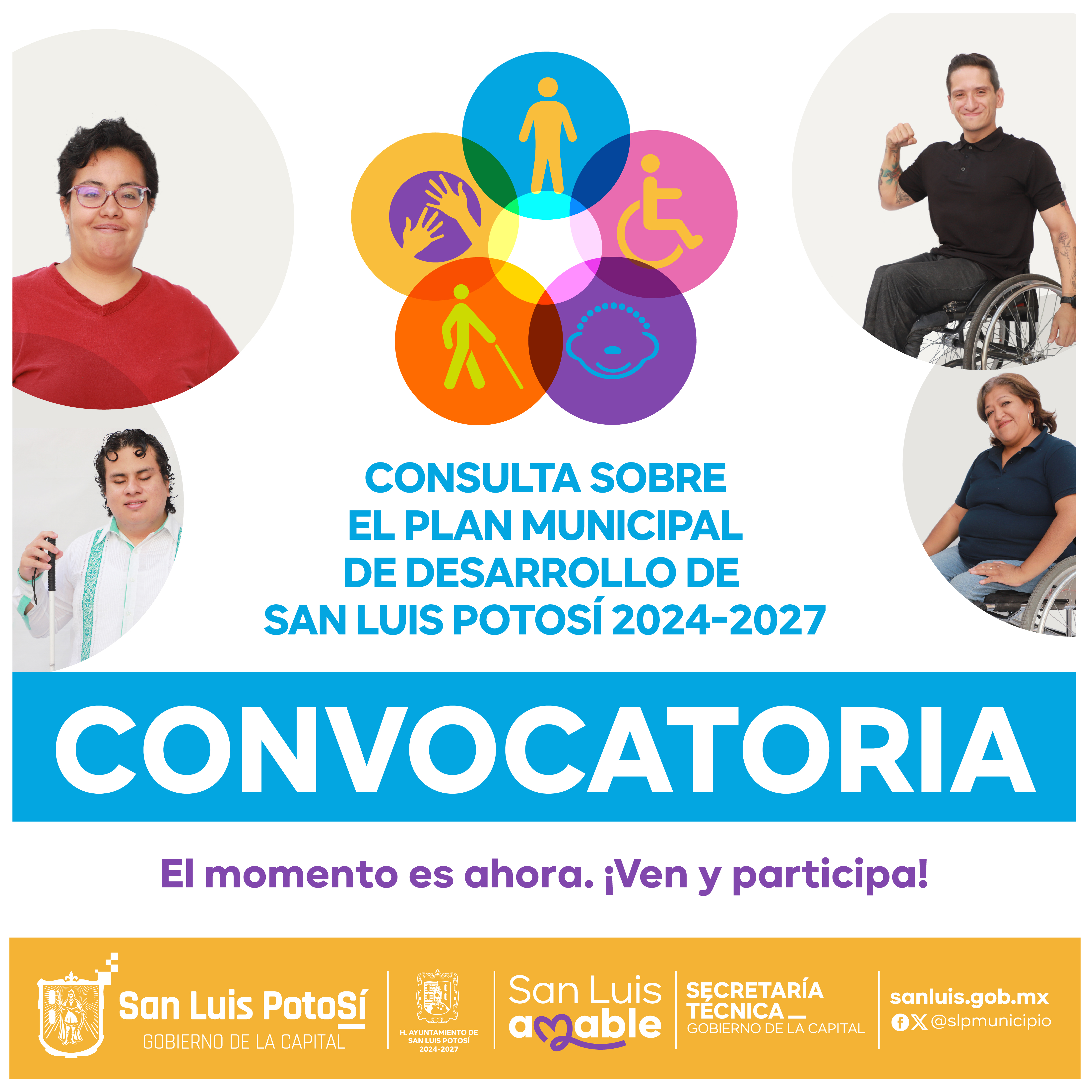 Imagen de la CONVOCATORIA para todas las personas con discapacidad y sus asociaciones, para participar en la CONSULTA SOBRE EL PLAN MUNICIPAL DE DESARROLLO DE SAN LUIS POTOSÍ 2024-2027